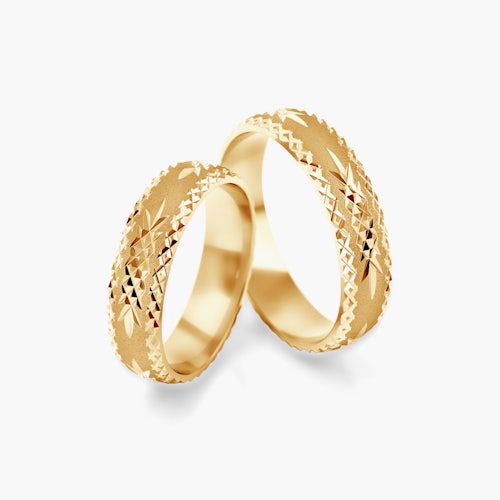 Obrączki ślubne: złote, półokrągłe, 5 mm